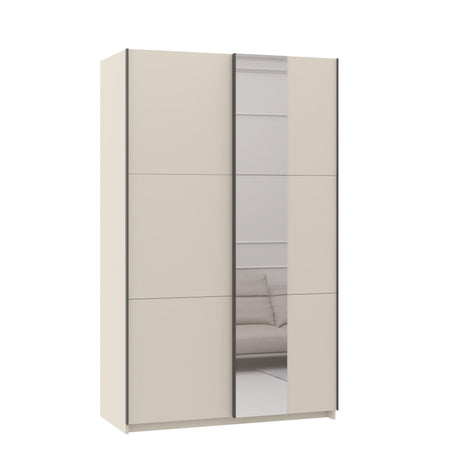 Axel 2 Door 120cm Cashmere Mirrored Sliding Door Wardrobe - FurniComp