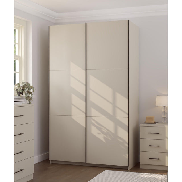 Axel 2 Door 120cm Cashmere Sliding Door Wardrobe - FurniComp