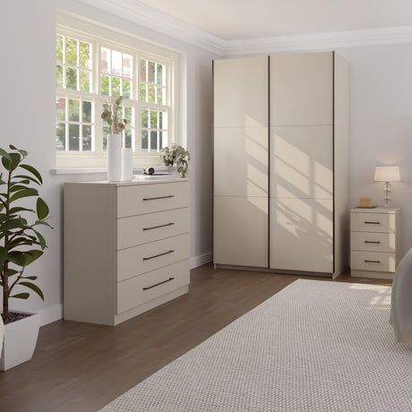 Axel 2 Door 120cm Cashmere Sliding Door Wardrobe - FurniComp