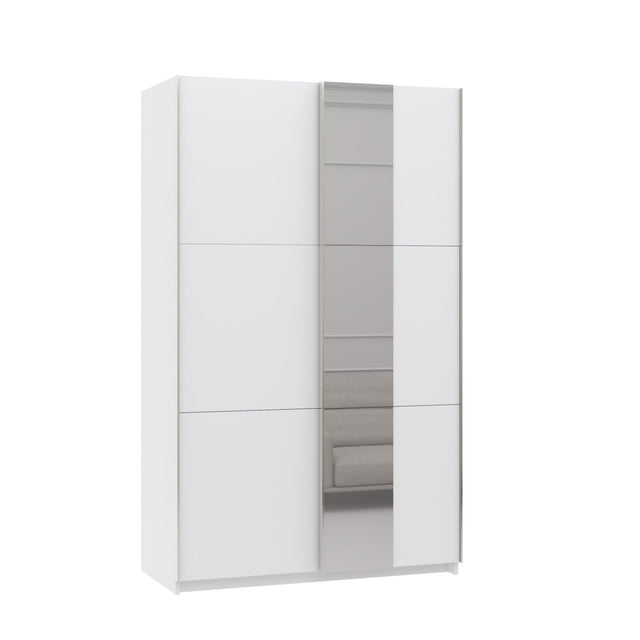 Axel 2 Door 120cm White Mirrored Sliding Door Wardrobe - FurniComp