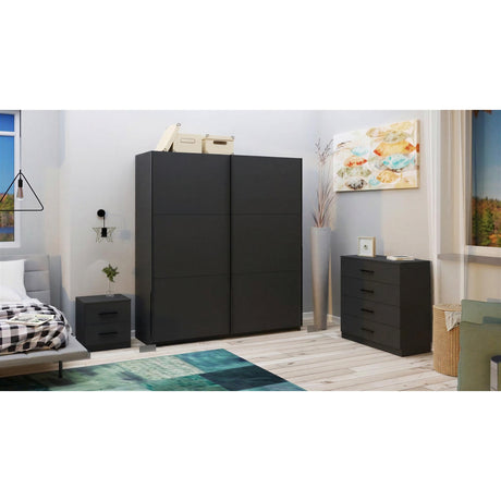 Axel 2 Door 180cm Anthracite Sliding Door Wardrobe - FurniComp