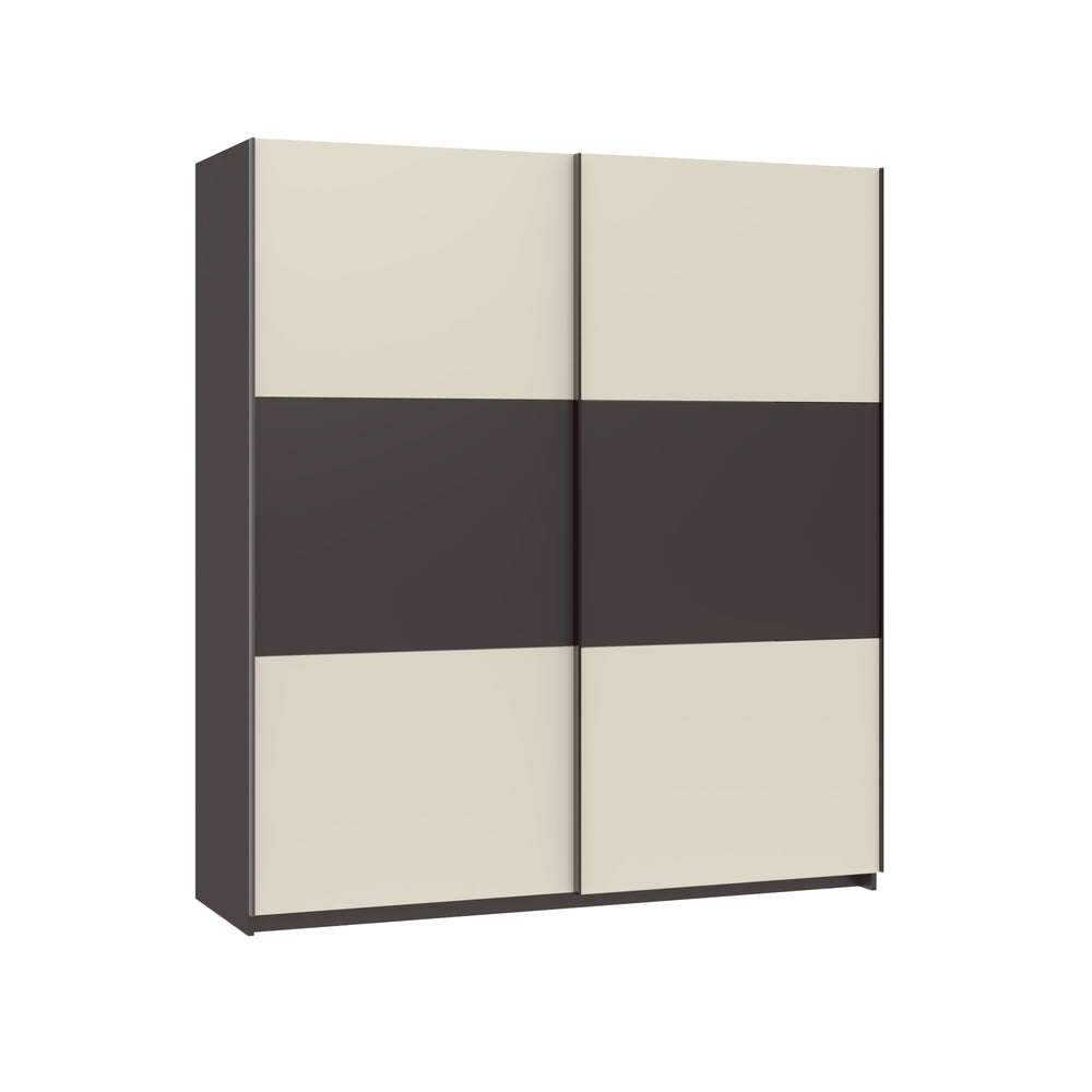 Axel 2 Door 180cm Anthracite & Cashmere Sliding Door Wardrobe - FurniComp