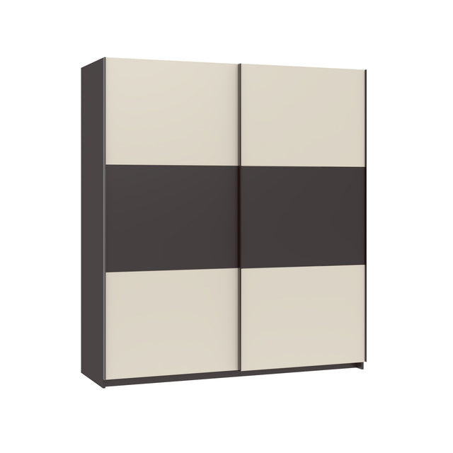 Axel 2 Door 180cm Anthracite & Cashmere Sliding Door Wardrobe - FurniComp