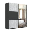 Axel 2 Door 180cm Anthracite & Concrete Grey Mirrored Sliding Door Wardrobe - FurniComp