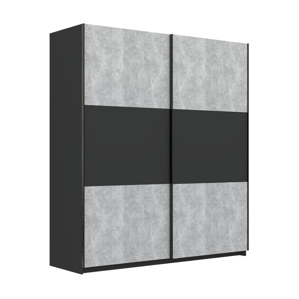 Axel 2 Door 180cm Anthracite & Concrete Grey Sliding Door Wardrobe - FurniComp