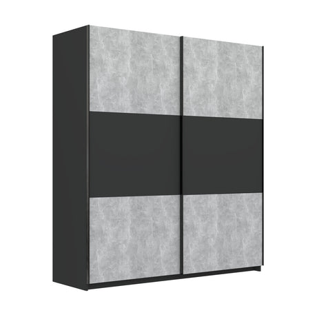 Axel 2 Door 180cm Anthracite & Concrete Grey Sliding Door Wardrobe - FurniComp