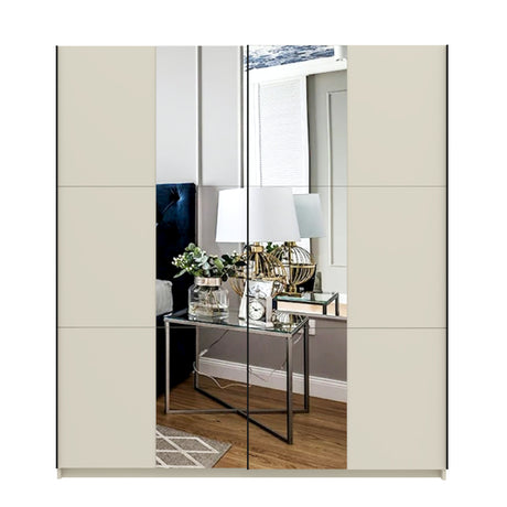 Axel 2 Door 180cm Cashmere Full Mirrored Sliding Door Wardrobe - FurniComp