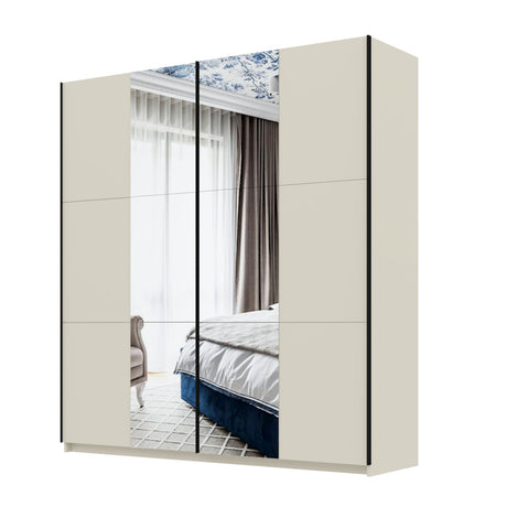 Axel 2 Door 180cm Cashmere Full Mirrored Sliding Door Wardrobe - FurniComp