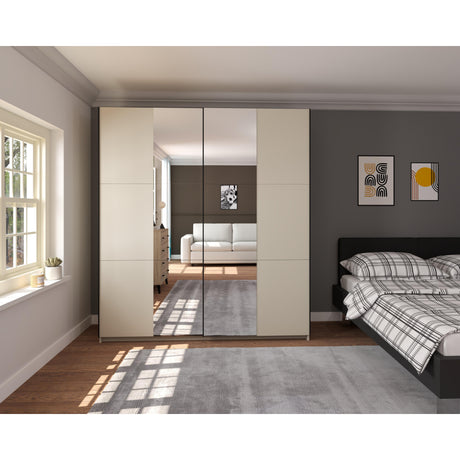 Axel 2 Door 180cm Cashmere Full Mirrored Sliding Door Wardrobe - FurniComp