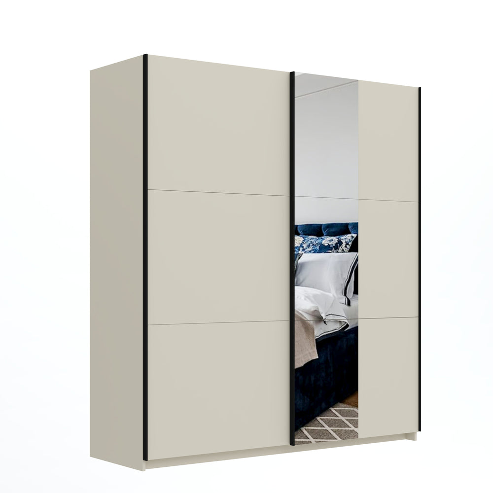 Axel 2 Door 180cm Cashmere Mirrored Sliding Door Wardrobe - FurniComp