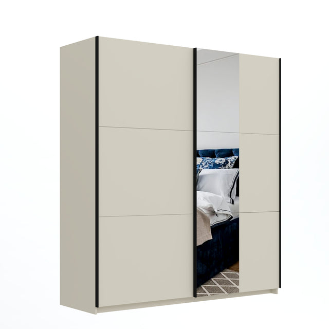 Axel 2 Door 180cm Cashmere Mirrored Sliding Door Wardrobe - FurniComp