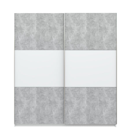 Axel 2 Door 180cm White & Concrete Grey Sliding Door Wardrobe - FurniComp