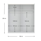 Axel 2 Door 180cm White & Concrete Grey Sliding Door Wardrobe - FurniComp