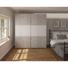 Axel 2 Door 180cm White & Concrete Grey Sliding Door Wardrobe - FurniComp