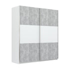 Axel 2 Door 180cm White & Concrete Grey Sliding Door Wardrobe - FurniComp