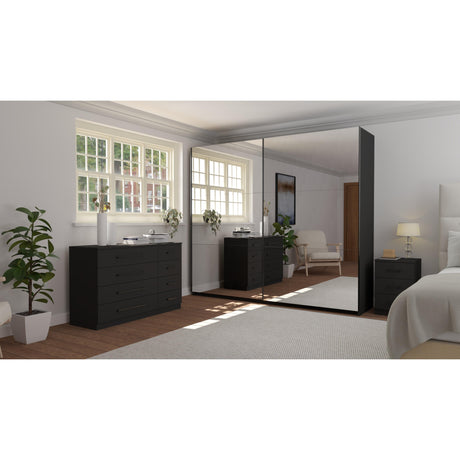 Axel 2 Door 230cm Anthracite Full Mirrored Sliding Door Wardrobe - FurniComp