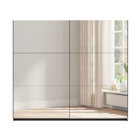 Axel 2 Door 230cm Anthracite Full Mirrored Sliding Door Wardrobe - FurniComp