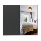 Axel 2 Door 230cm Anthracite Mirrored Sliding Door Wardrobe - FurniComp