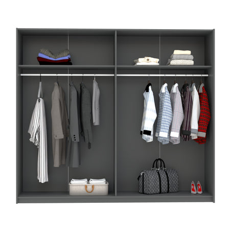 Axel 2 Door 230cm Anthracite Mirrored Sliding Door Wardrobe - FurniComp
