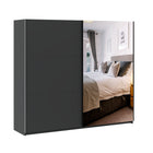 Axel 2 Door 230cm Anthracite Mirrored Sliding Door Wardrobe - FurniComp