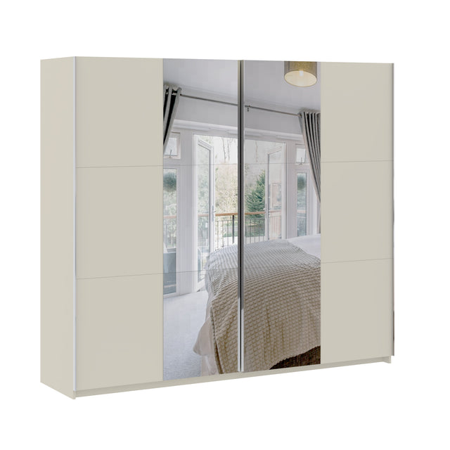 Axel 2 Door 230cm Cashmere Full Mirrored Sliding Door Wardrobe - FurniComp