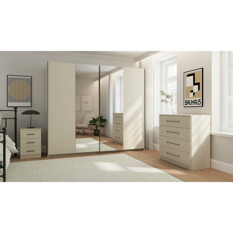 Axel 2 Door 230cm Cashmere Full Mirrored Sliding Door Wardrobe - FurniComp