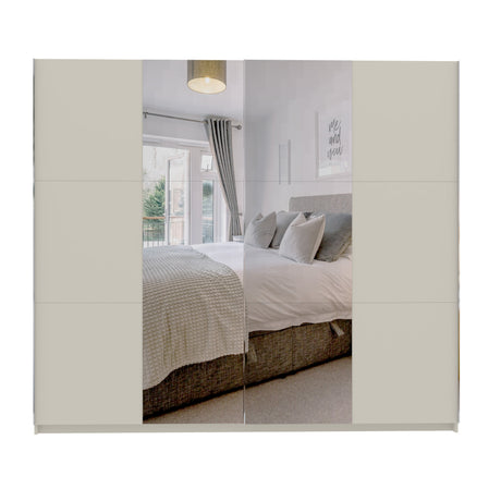 Axel 2 Door 230cm Cashmere Full Mirrored Sliding Door Wardrobe - FurniComp