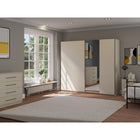 Axel 2 Door 230cm Cashmere Mirrored Sliding Door Wardrobe - FurniComp