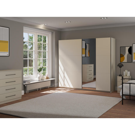 Axel 2 Door 230cm Cashmere Mirrored Sliding Door Wardrobe - FurniComp