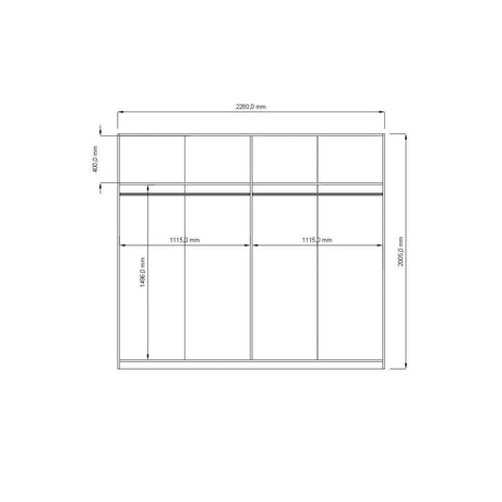 Axel 2 Door 230cm Cashmere Sliding Door Wardrobe - FurniComp