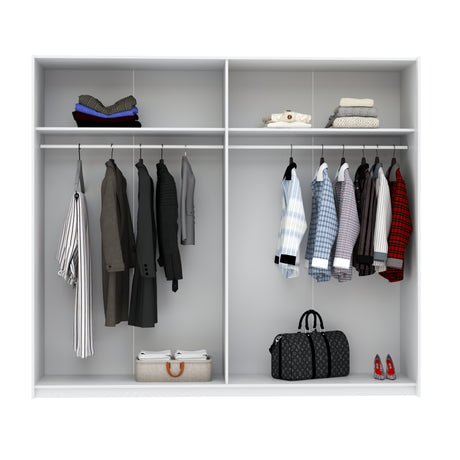 Axel 2 Door 230cm White Full Mirrored Sliding Door Wardrobe - FurniComp
