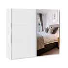 Axel 2 Door 230cm White Mirrored Sliding Door Wardrobe - FurniComp