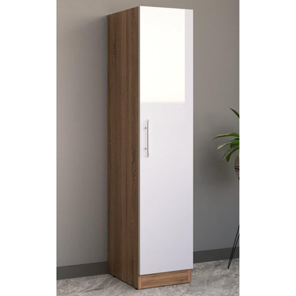 Ayla High Gloss White and Oak 1 Door Wardrobe - FurniComp