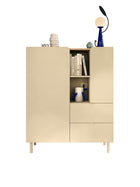 Bailey 100cm 2 Door 2 Drawer Highboard with Bookshelf - Oak & Cream - FurniComp