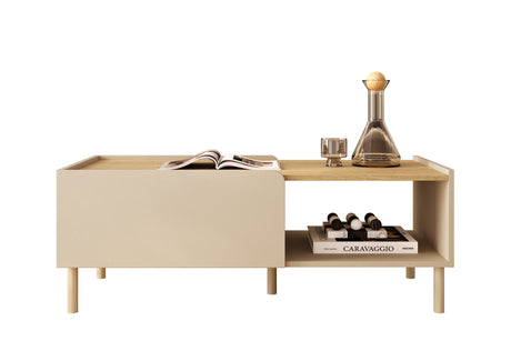 Bailey 100cm 2 Door Coffee Table - Oak & Cream - FurniComp