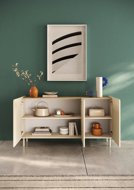 Bailey 150cm 3 Door Sideboard - Oak & Cream - FurniComp