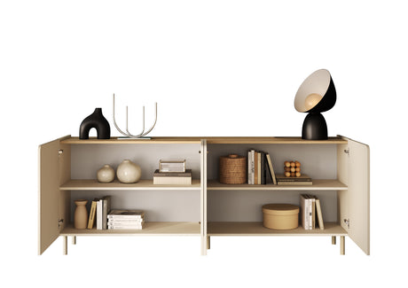 Bailey 200cm 4 Door Sideboard - Oak & Cream - FurniComp