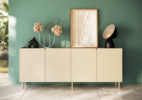 Bailey 200cm 4 Door Sideboard - Oak & Cream - FurniComp