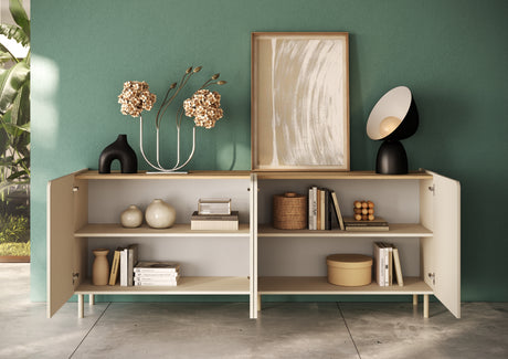 Bailey 200cm 4 Door Sideboard - Oak & Cream - FurniComp