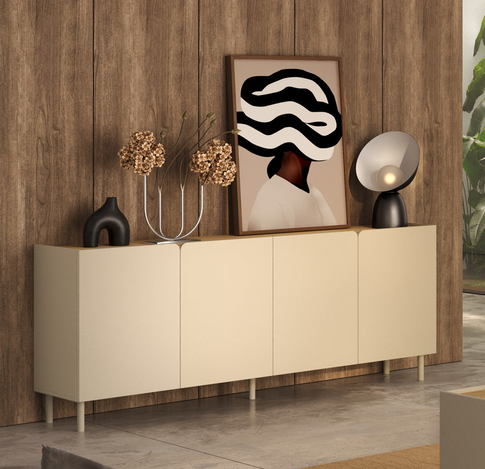 Bailey 200cm 4 Door Sideboard - Oak & Cream - FurniComp