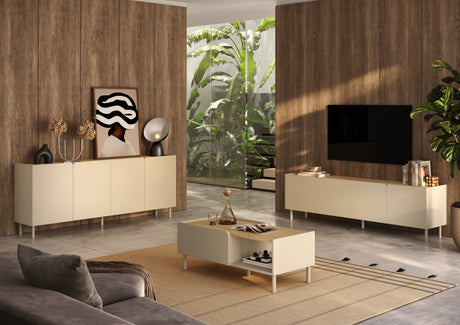 Bailey 150cm 3 Door Sideboard - Oak & Cream - FurniComp