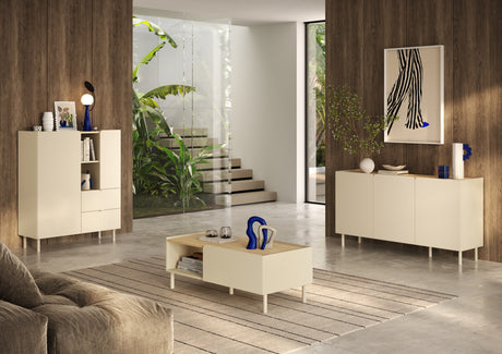 Bailey 150cm 3 Door Sideboard - Oak & Cream - FurniComp