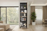 Bellagio 1 Door 50cm Tall Glass Display Cabinet – Grey and Mercure Oak - FurniComp