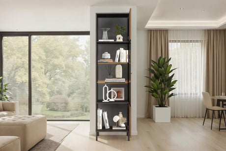 Bellagio 1 Door 50cm Tall Glass Display Cabinet – Grey and Mercure Oak - FurniComp