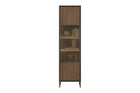 Bellagio 1 Door 50cm Tall Glass Display Cabinet – Grey and Mercure Oak - FurniComp
