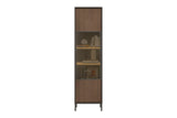 Bellagio 1 Door 50cm Tall Glass Display Cabinet – Grey and Mercure Oak - FurniComp