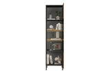 Bellagio 1 Door 50cm Tall Glass Display Cabinet – Grey and Mercure Oak - FurniComp