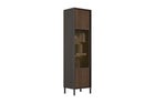 Bellagio 1 Door 50cm Tall Glass Display Cabinet – Grey and Mercure Oak - FurniComp