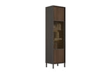 Bellagio 1 Door 50cm Tall Glass Display Cabinet – Grey and Mercure Oak - FurniComp
