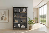 Bellagio 2 Door 100cm Glass Display Cabinet - Grey and Mercure Oak - FurniComp